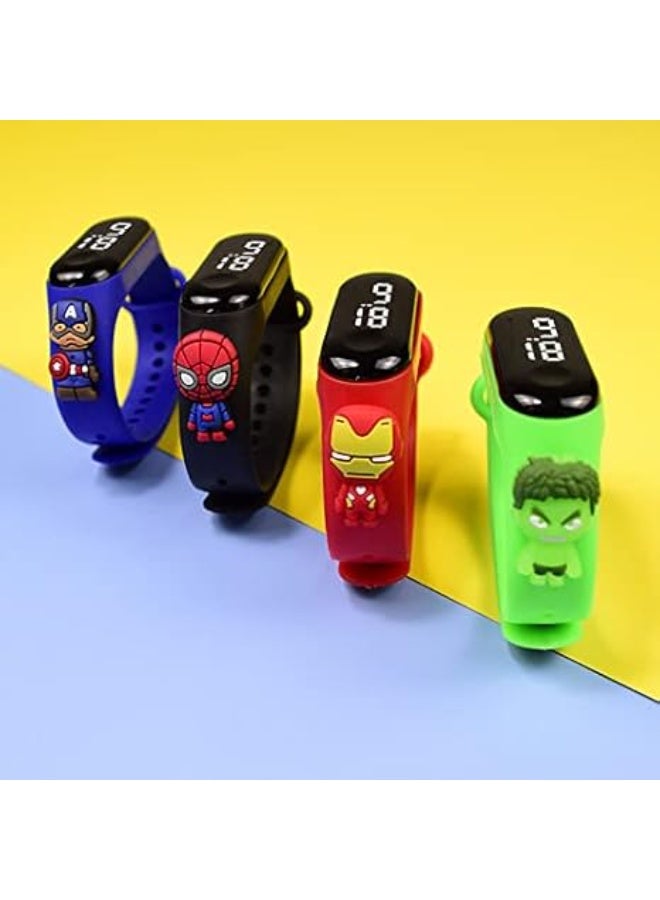 Digital Waterproof Stylish Wrist Smart Watch LED Band for Kids, Birthday Gift, Toys, Colorful Cartoon Character Super Hero for Boys & Girls Age 2 to 12 Years Multicolor (Black Spidar Man) - Image 5